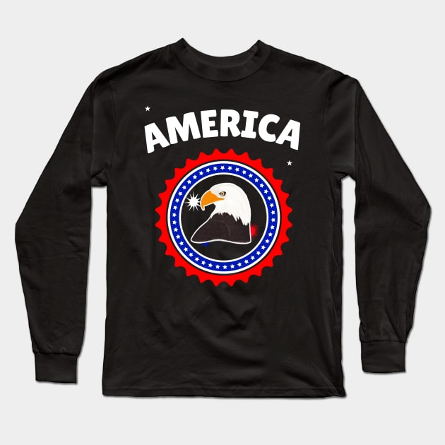 Bald Eagle Fourth Of July Long Sleeve T-Shirt by SartorisArt1